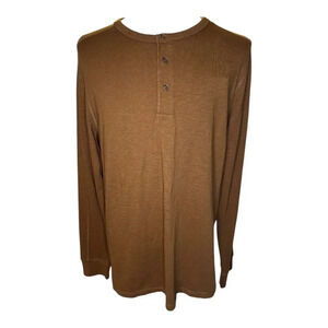 NEW Grayers Men's Henley Shirt Size Large Brown‎ Long Sleeve Casual Top NWT